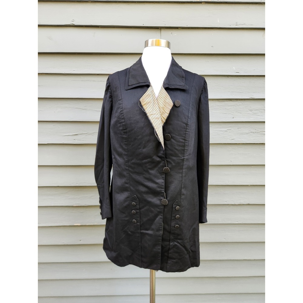 Louis A Hlavacek Jr Jacket Black Edwardian Tailored Ticking Stripe 1900s M